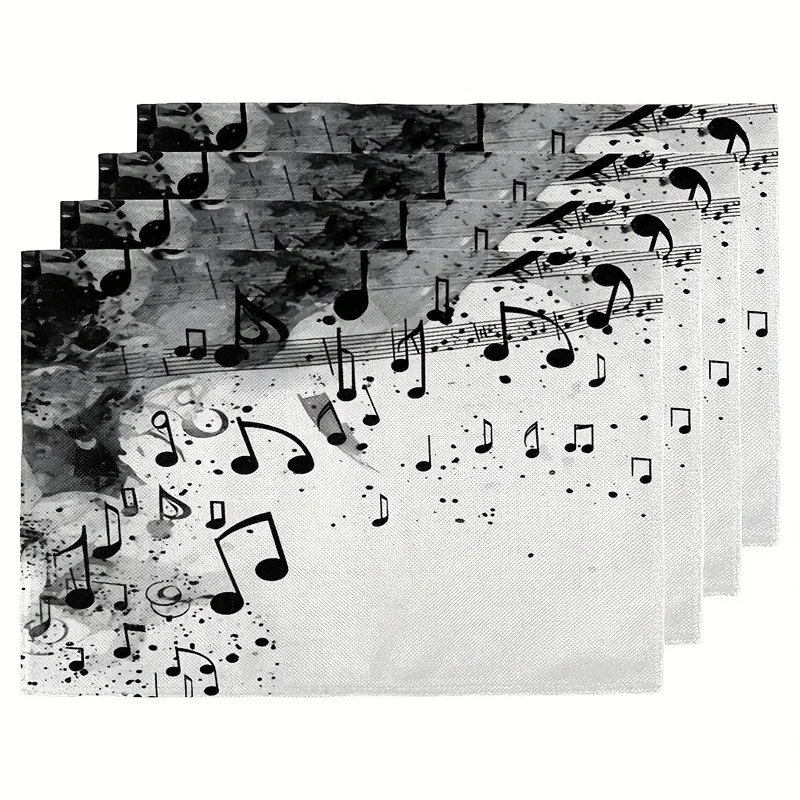 

1PC Placemats Featuring Musical Note Patterns - Heat-Resistant Decorative Mats Suitable for Festive Dining, Holiday Parties