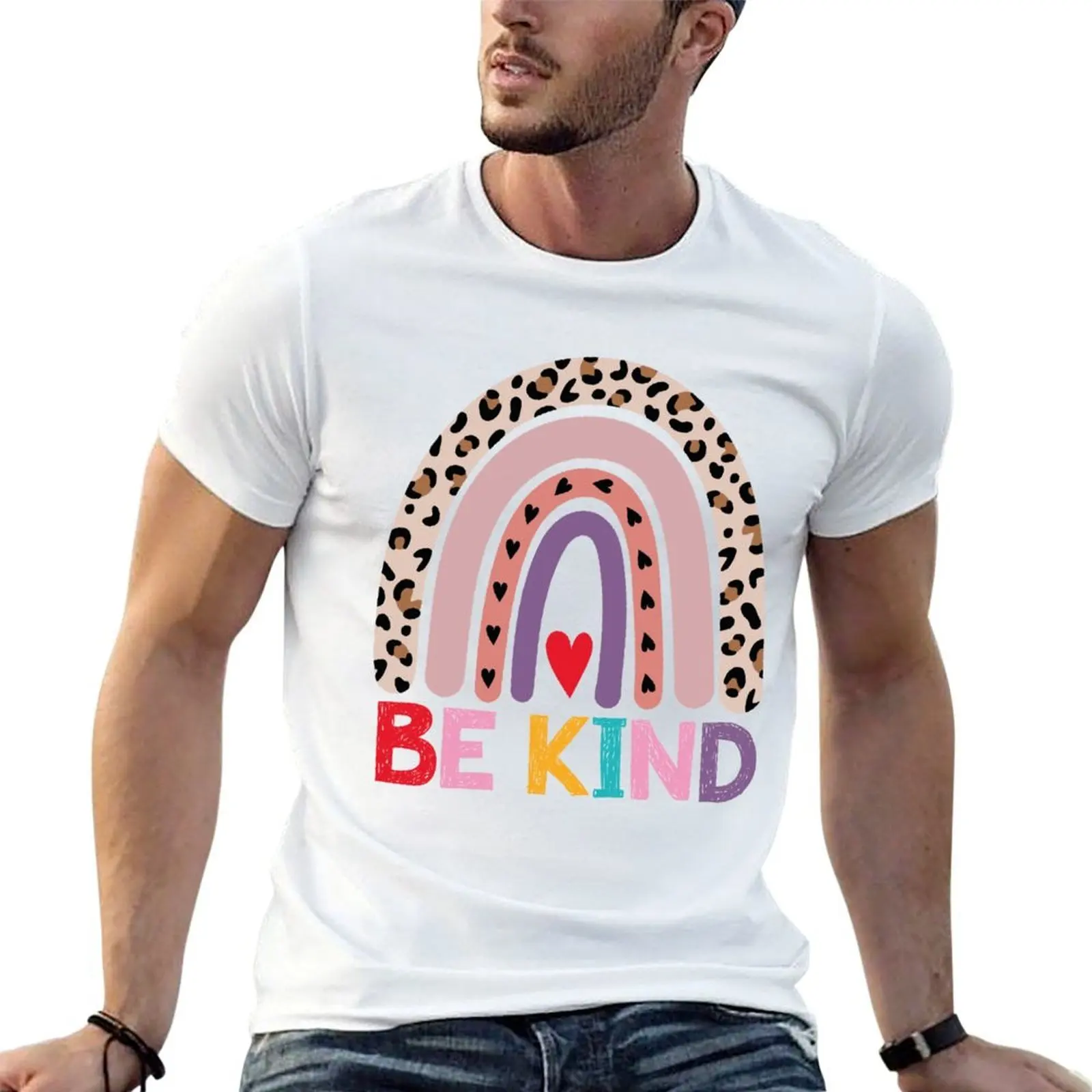 T-shirt Orange Be Kind UNITY DAY, T-shirt anti-bullying motif léopard arc-en-ciel, haut à manches courtes pour le travail quotidien