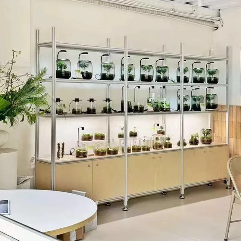 Aluminum profile shelf display cabinet Product display cabinet Beauty salon Cosmetics counter Island cabinet display rack