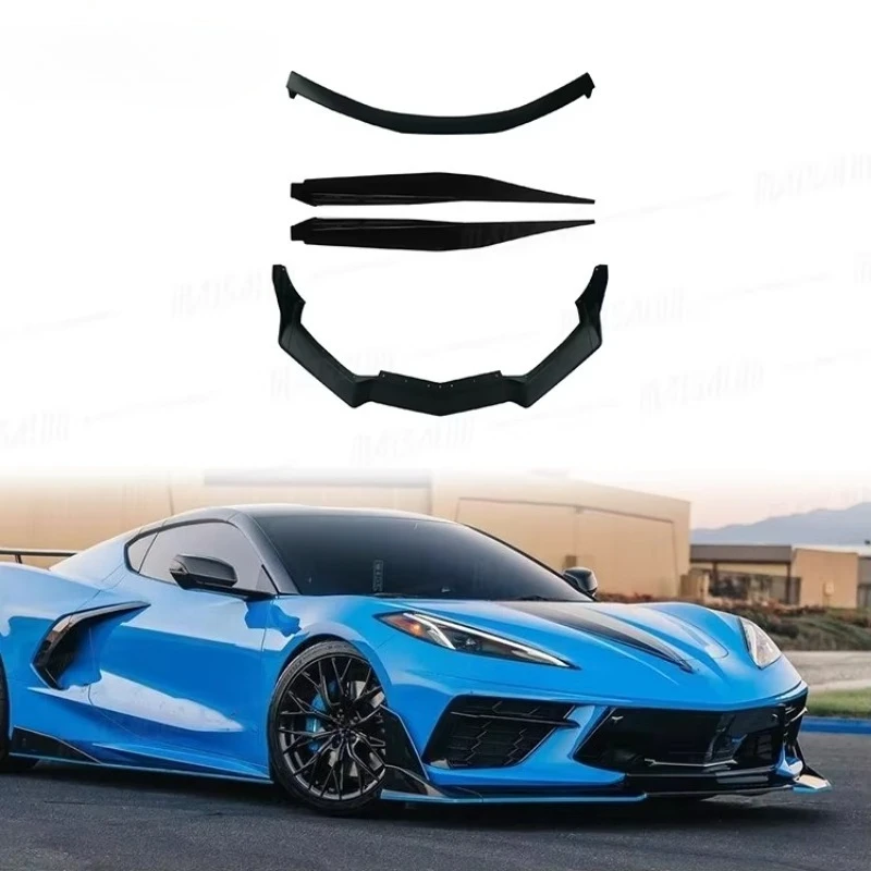 

Car Accessories For Corvette C8 Glossy Black Style Body Kit With Front Lip Spoiler Side Skirts