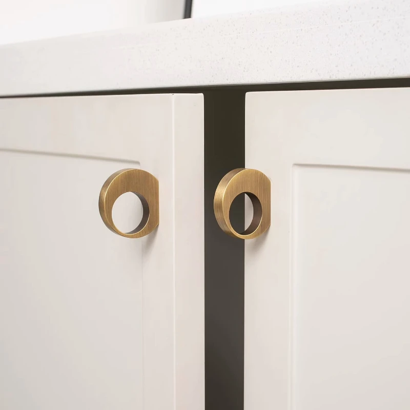 Runde Ringförmige Möbelgriffe für Kommode, Schuhkasten, Schublade, Schrank, Vintage Antik-Bronze Messing Schrank- und Garderobentürknöpfe – Detail 21