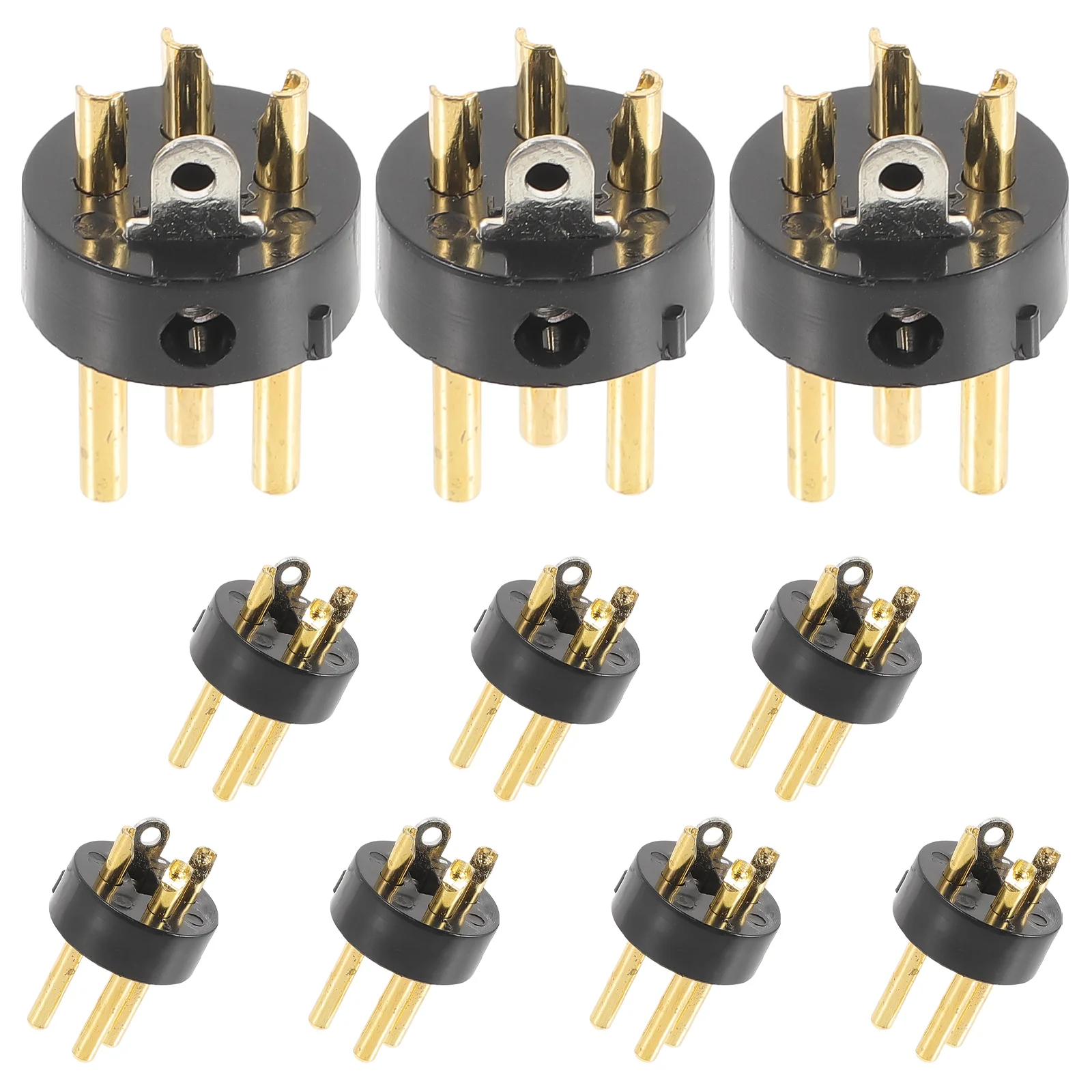 10 Pcs Male XLR Accessories Gold-plated 3-pin 10pcs Mic Connector Adapter Plug Gilded Three-core Microphone Cable Abs Balance