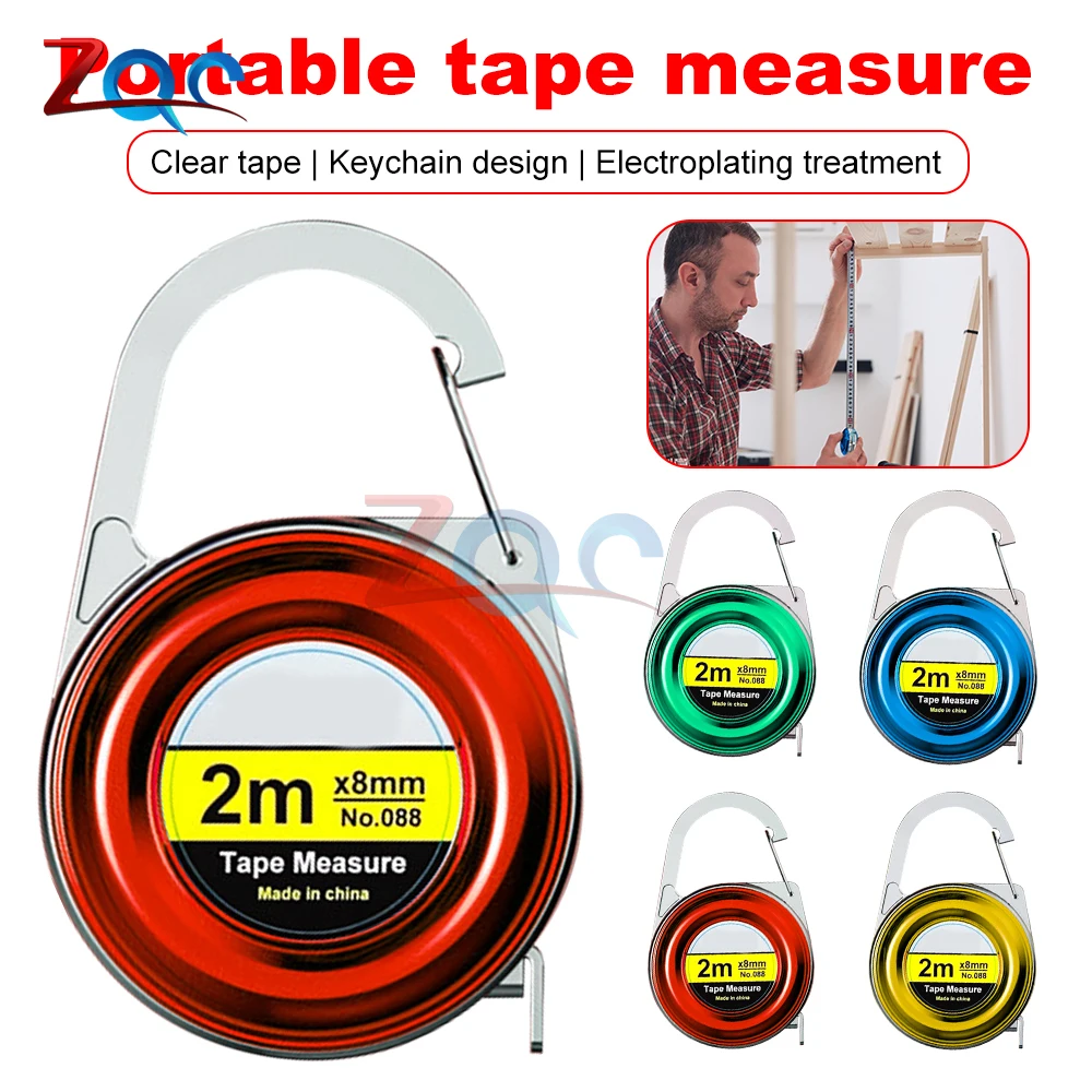 1pc Mini Keychain Tape Measure Multipurpose Steel Tape Measure Gift Ruler 2m Steel Tape Measure Delicate Small Steel Ruler