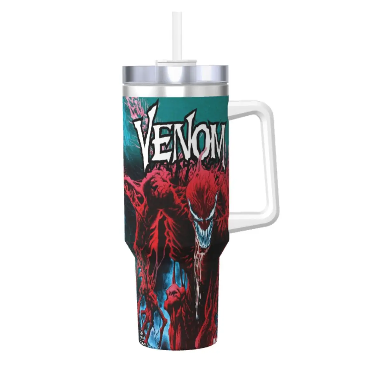 Stainless Steel Tumbler Marvel Venom Mugs Cup With Straws Travel Cold and Hot Water Bottle Leakproof Large Capacity Thermal Cups