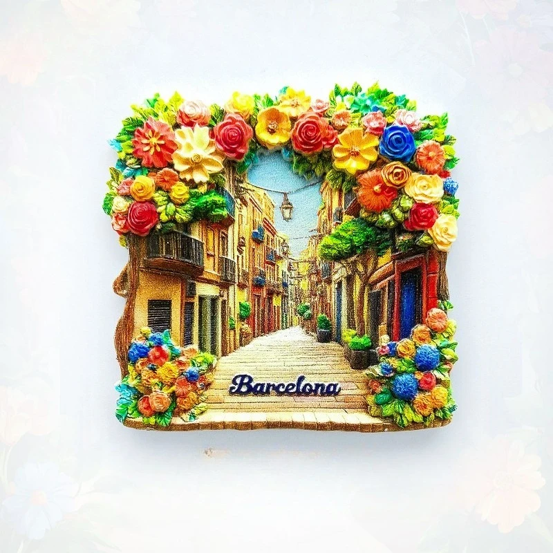 

Barcelona Spain Fridge Magnet - Iconic 3D Floral Balcony Souvenir Unique Cityscape Gift for Travel & European Home Decor