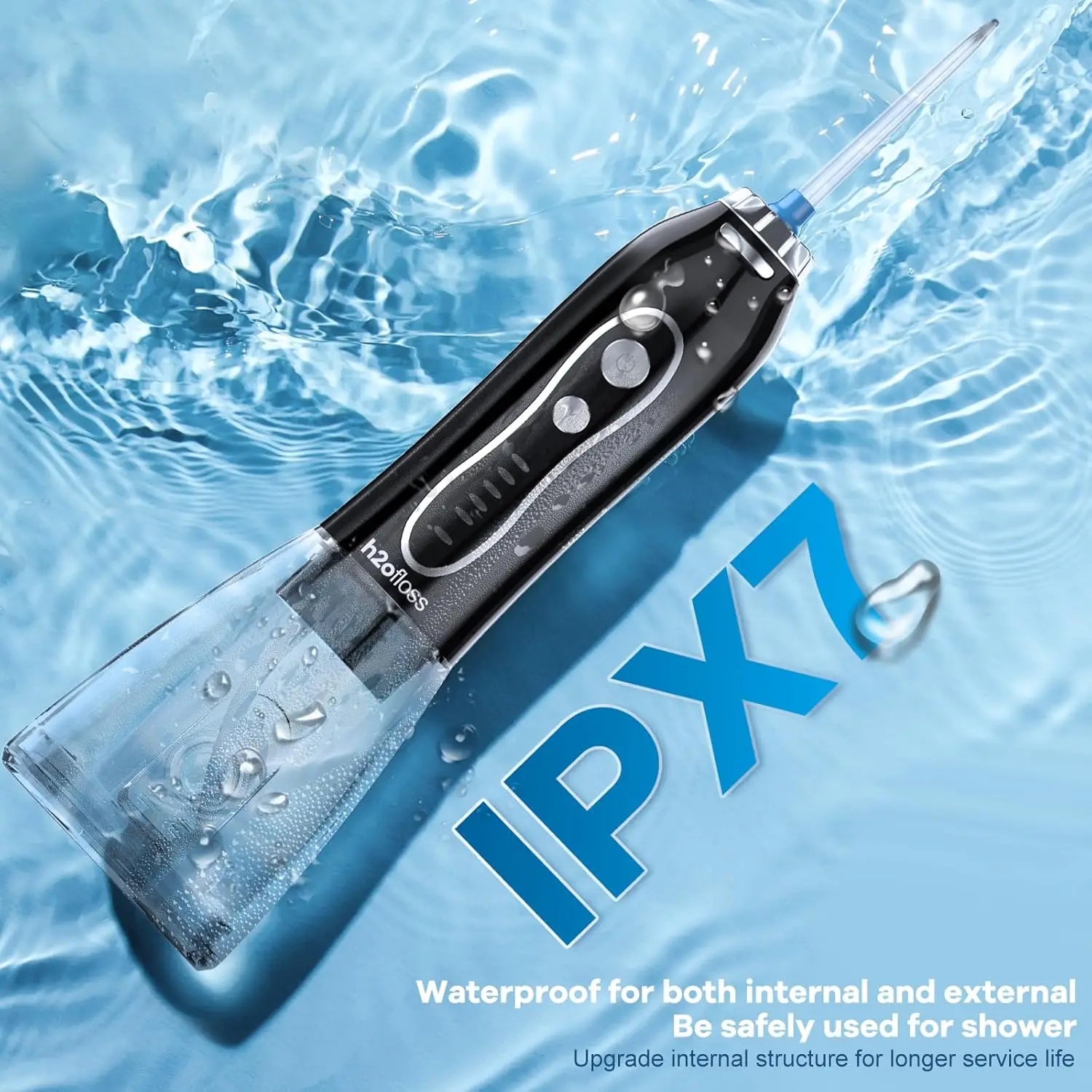 H2ofloss Water Dental Flosser Portable Oral Irrigator Rechargeable Teeth Clean for Home and Travel 5 Modes Braces Waterproof image 6