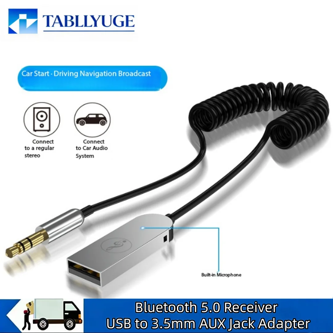 Baseus BA01 Bluetooth 5.0 Receiver USB to 3.5mm AUX Jack Adapter Dongle Hands Free Audio Music Receiver For Car Home Speaker