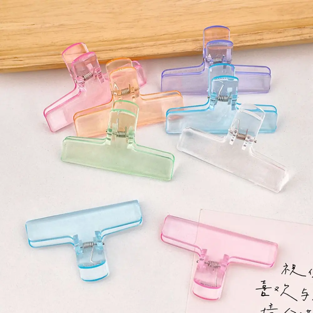 High Quality Colorful Binder Clip Transparent Acrylic Planner Clip School Supplies Stationery File Clamps Holder