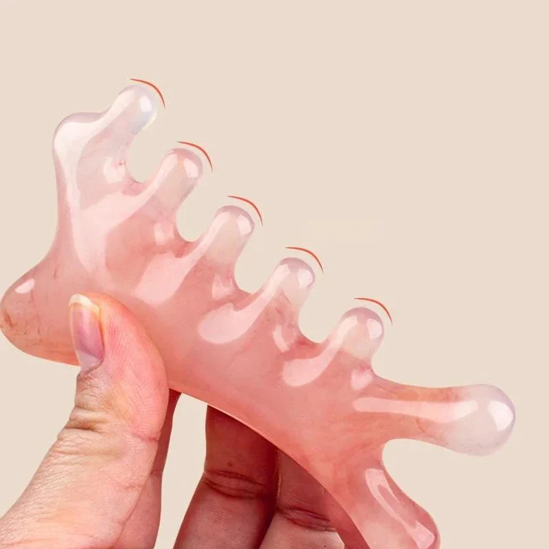 2 قطعة من البلاستيك الوردي خمسة أسنان واسعة الأسنان مشط الدورة الدموية الاستاتيكيه السلس مشط الشعر الجسم ميريديان تدليك مشط أدوات