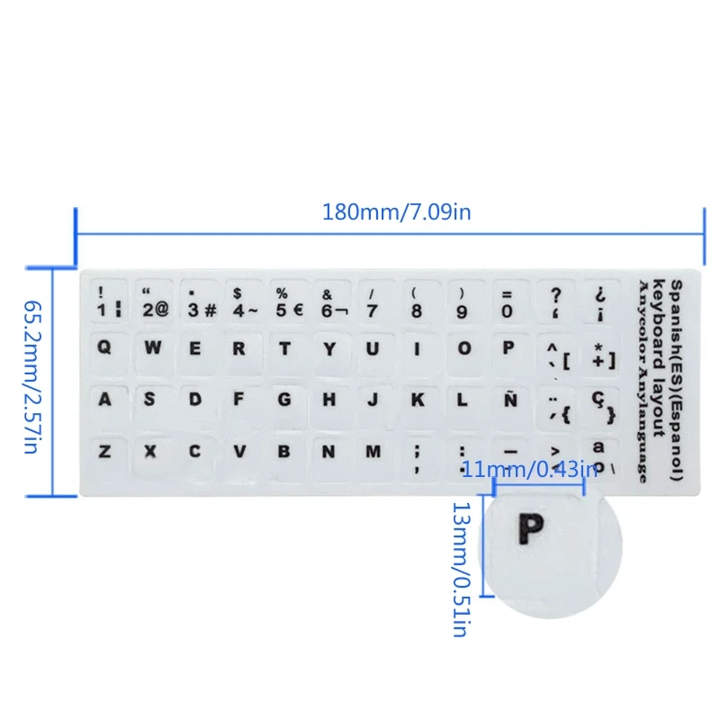 18x6.5cm Keyboard Layout Stickers Spanish Letter Keyboard Button Protective Film for Laptop Tablets