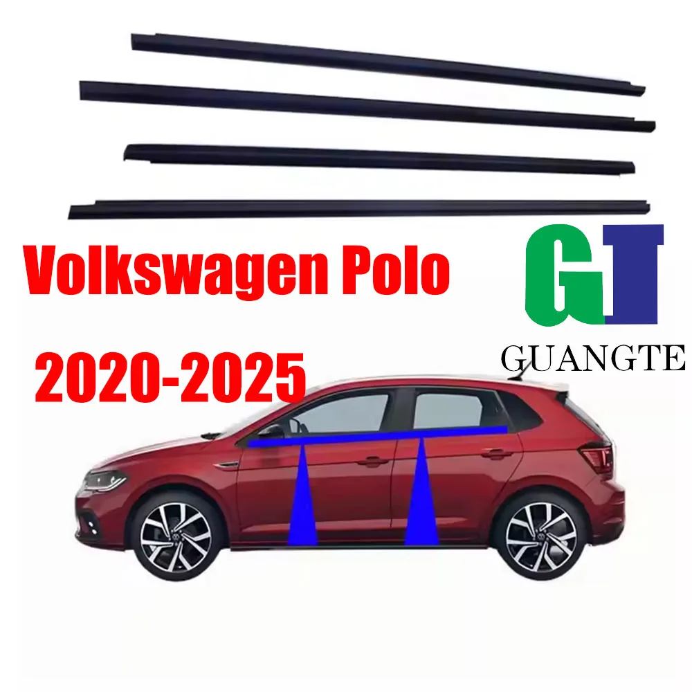 

4PCS Black Car rubber Weatherstrip Glass Window Molding Trim Seal Belt Compatible with Volkswagen Polo 2020-2025 OEM 2SD839478