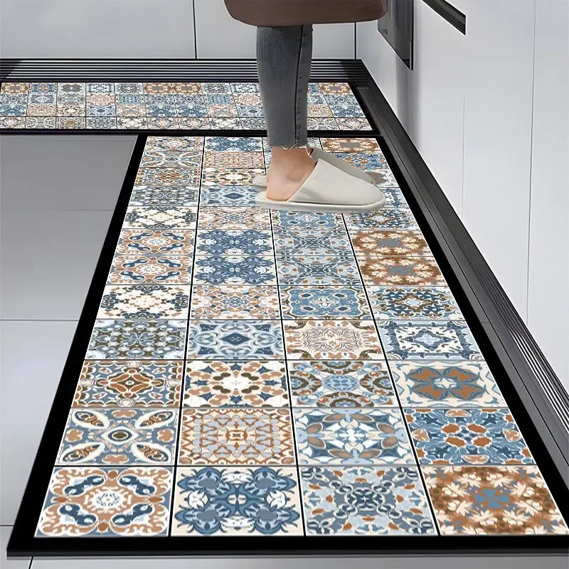 Spanish Style Kitchen Diatomaceous Earth Floor Mat Absorbent Non Slip Restaurant Floor Mat Door Mat Washable Household Carpet