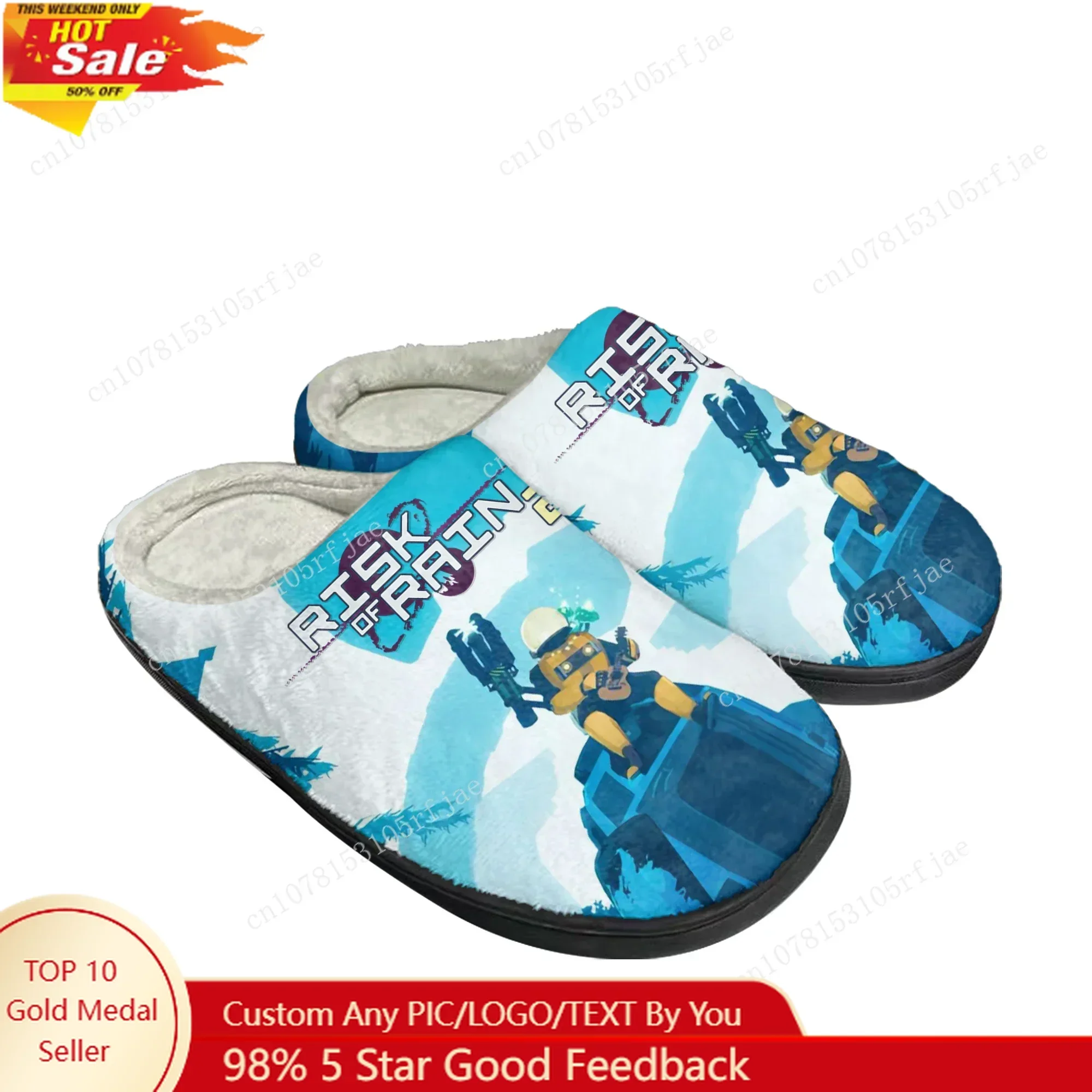 Risk of Rain 2 Home Cotton Slippers Cartoon Game Mens Womens Plush Bedroom Casual Fashion Keep Warm Shoes Tailor Made Slipper