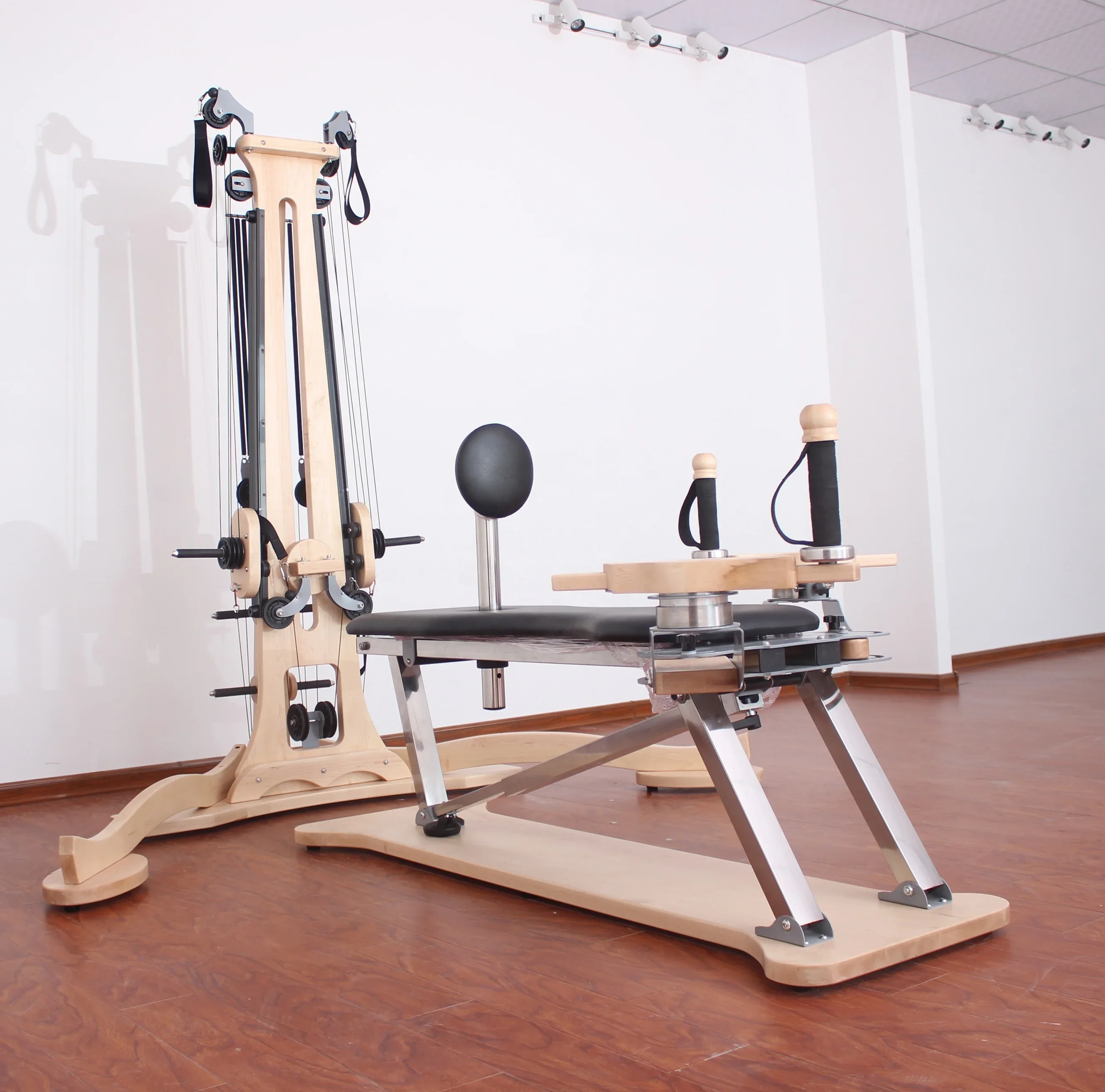 yoga Body Building Gym Home Fitness Equipment Wood Pilates Reformer Pulley Tower Combination Unit -Pilates equipment