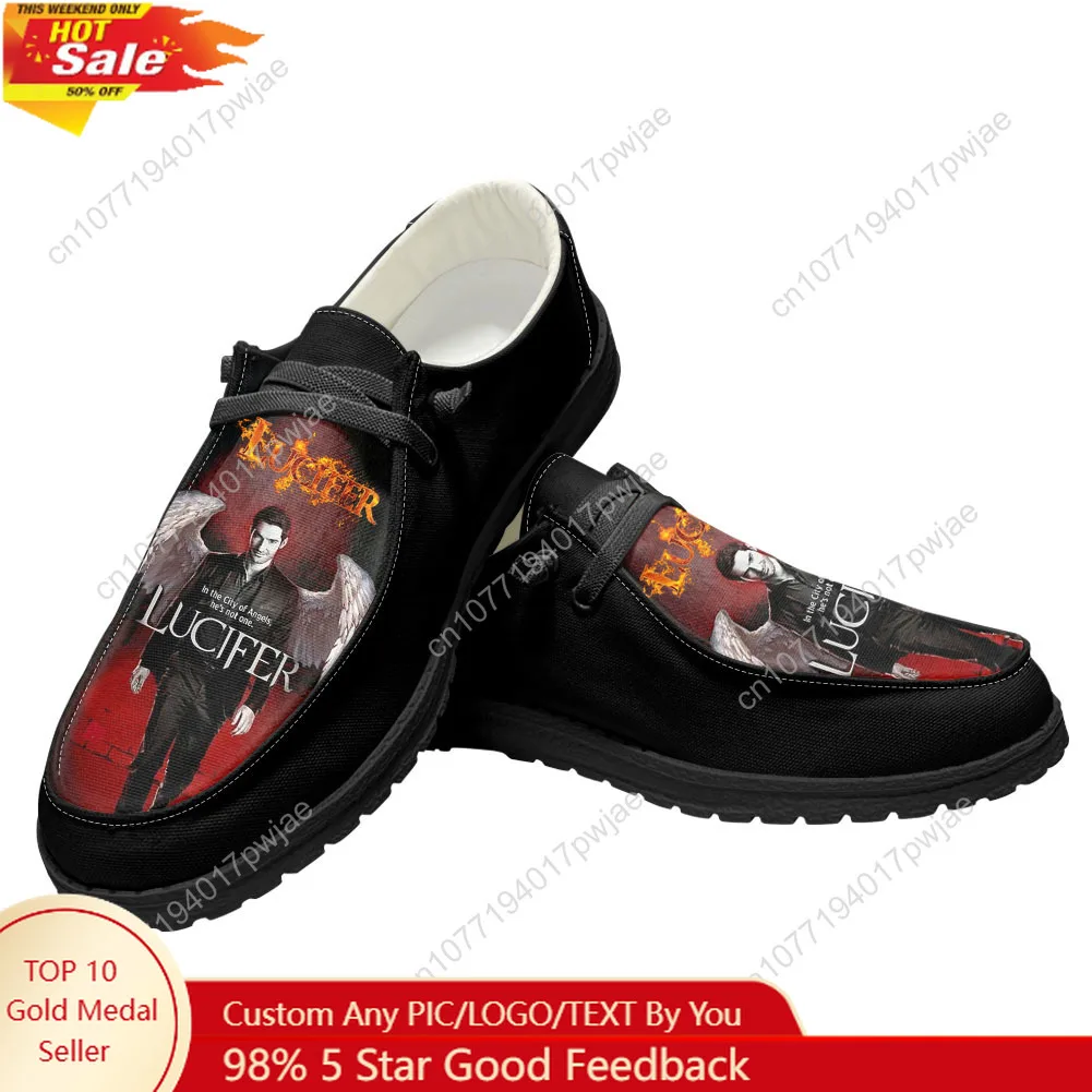 

Lucifer TV Casual Shoes Lucifer Morningstar Mens Woman Flat Shoe Breathable Outdoor Lightweight Footwear Couple Custom Made Shoe