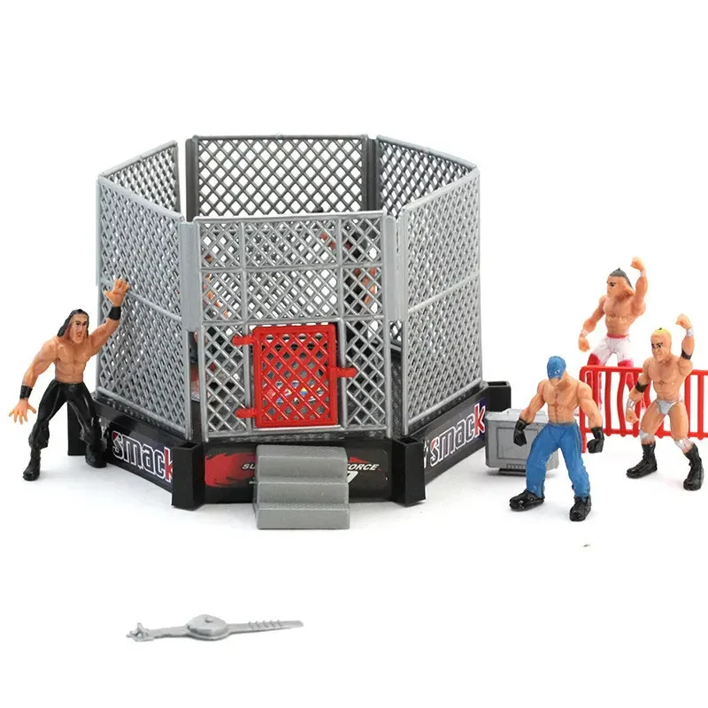 Wrestler Athlete Wrestling Figure Gladiator Model Set Warriors Toys With Ring And Realistic Accessories Cage Assembled Battle