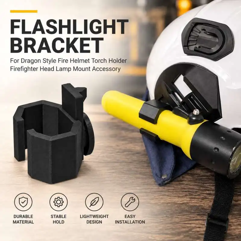 Flashlight Bracket For Dragon Style Fire Helmet Torch Holder Firefighter Head Lamp Mount Accessory
