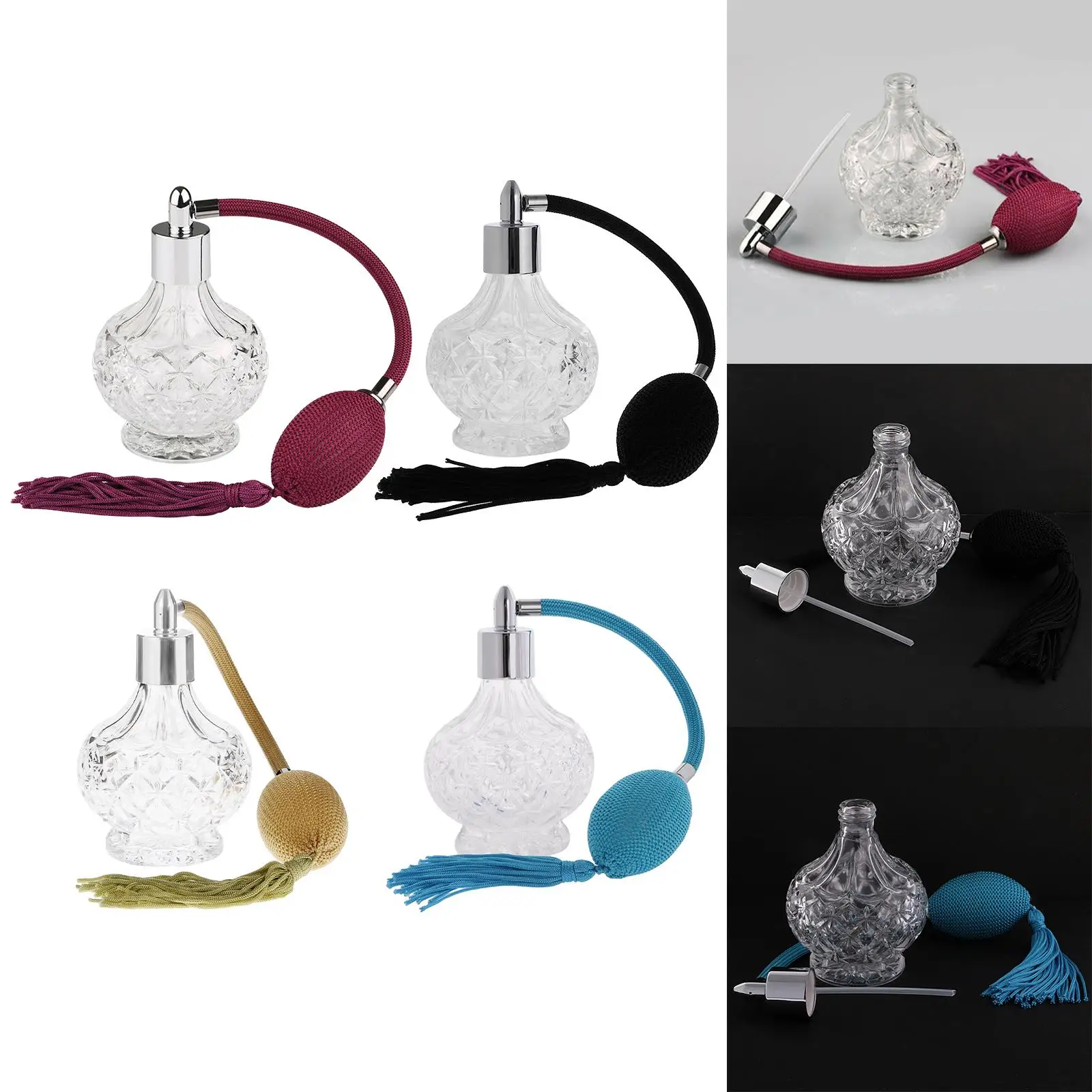 Frasco De Perfume De Cristal Claro, Atomizador De Vidro, Estilo Vintage, Elegante