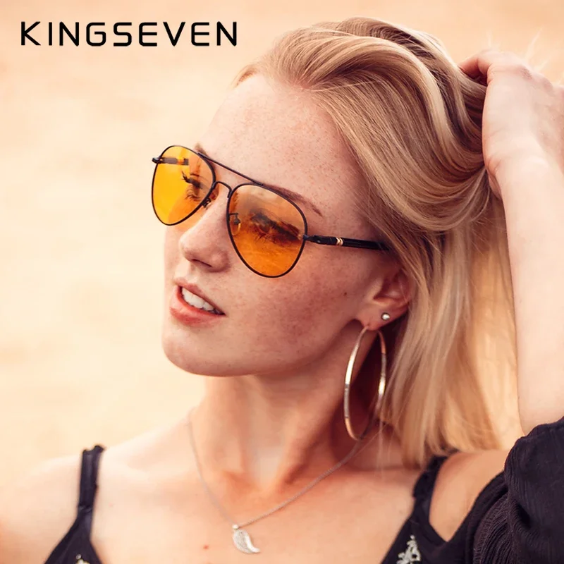 KINGSEVEN 2024 Polarized Driving Sunglasses Men Brand Designer Yellow Lens Women Night Vision Eye Protection Glasses Goggles