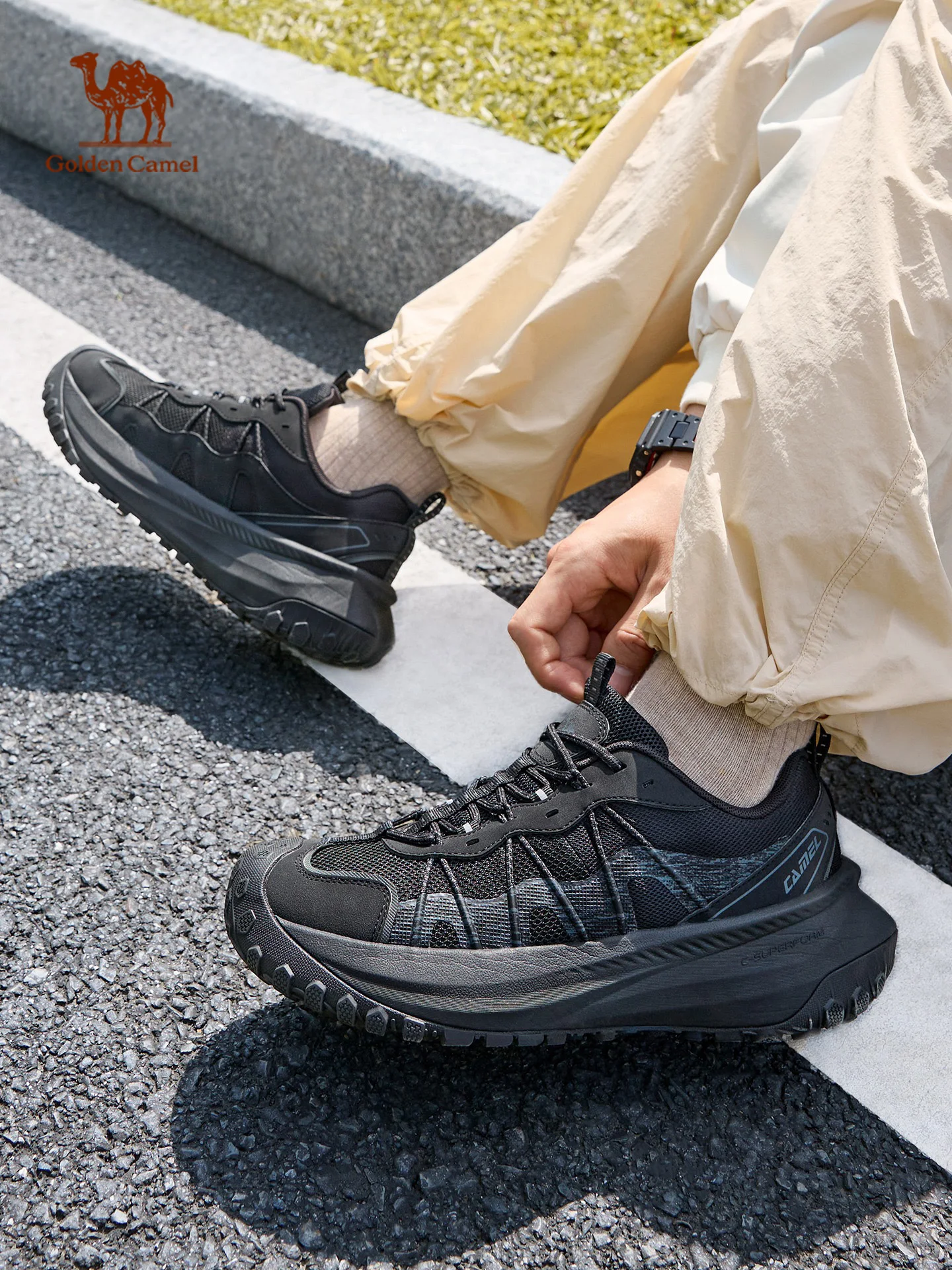 Golden Camel Men's Casual Shoes 2026 Autumn Anti Slip Shock-Absorbing Hiking Shoes Outdoor Wear-Resistant Climbing Trekking Shoe