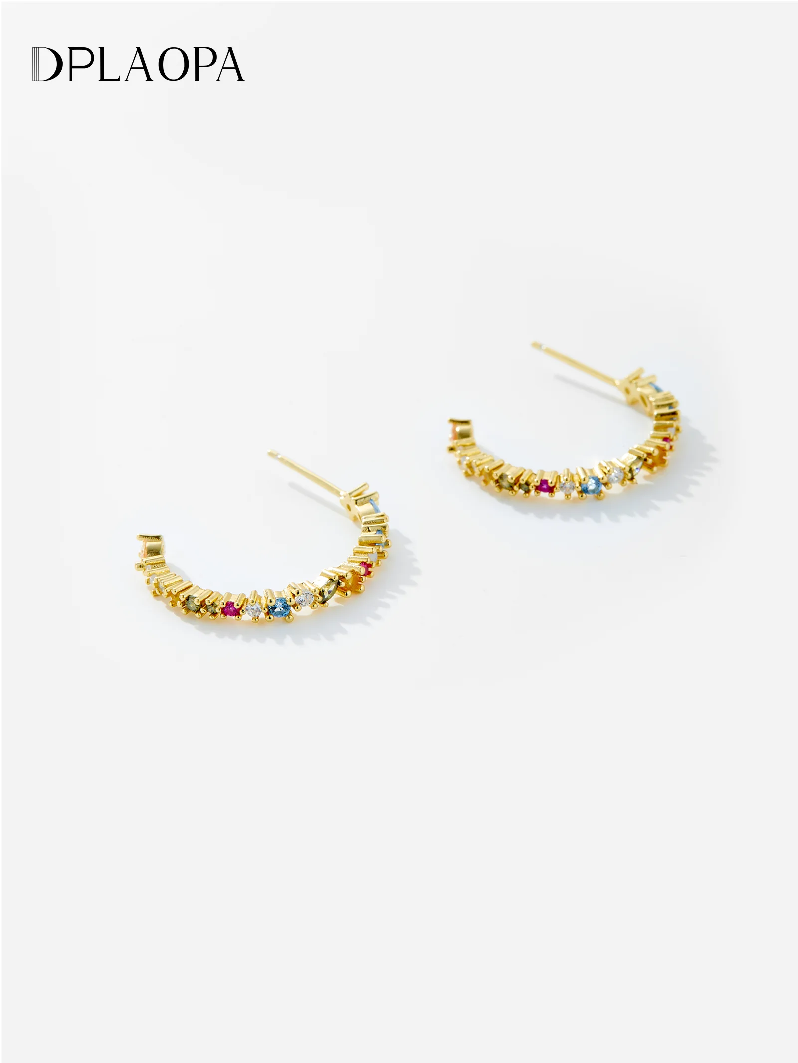 DPLAOPA 100% 925 Sterling Silver Rainbow Zircon Cirle Hoop Earrings 2024 New Fine Party Birthday Multiple styles Jewelry