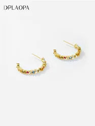 DPLAOPA 100% 925 Sterling Silver Rainbow Zircon Cirle Hoop Earrings 2024 New Fine Party Birthday Multiple styles Jewelry