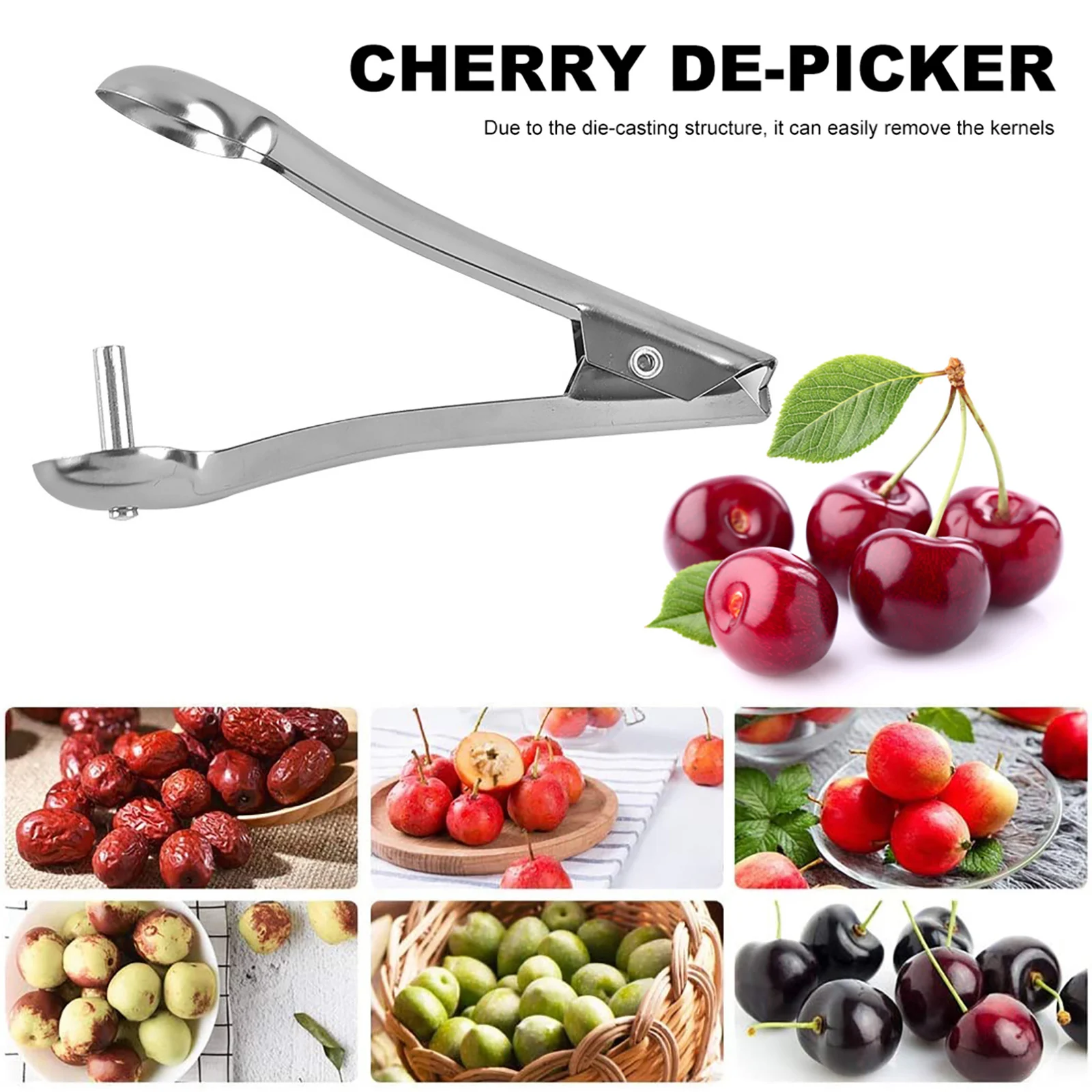 Creative Nutcracker Metal Aluminum Cherry Pitters Olives Pitter Pits Easy Removal Core Squeeze Clamp Seeder Kitchen Tools