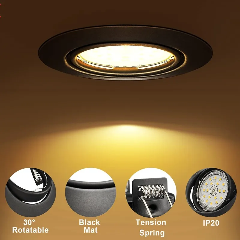 LED Downlights Frame Round Fixture Holders Adjustable for MR16 GU10 Bulb Holder Recessed LED Spot Light Bracket