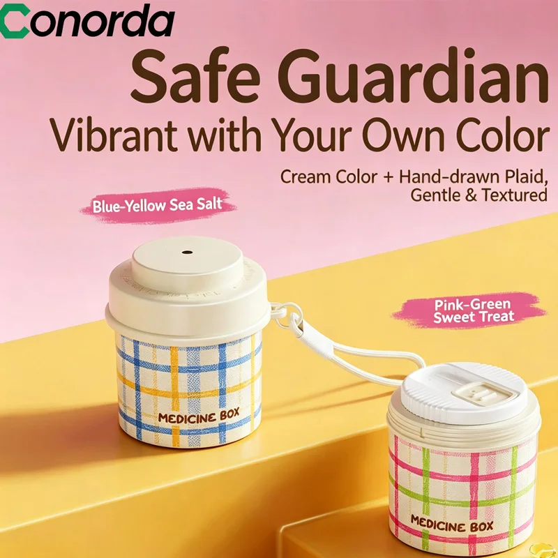 4 Compartments Round Pill Storage Box with Lid Lightproof Moisture-Proof Detachable Washable Portable Medicine Organizer