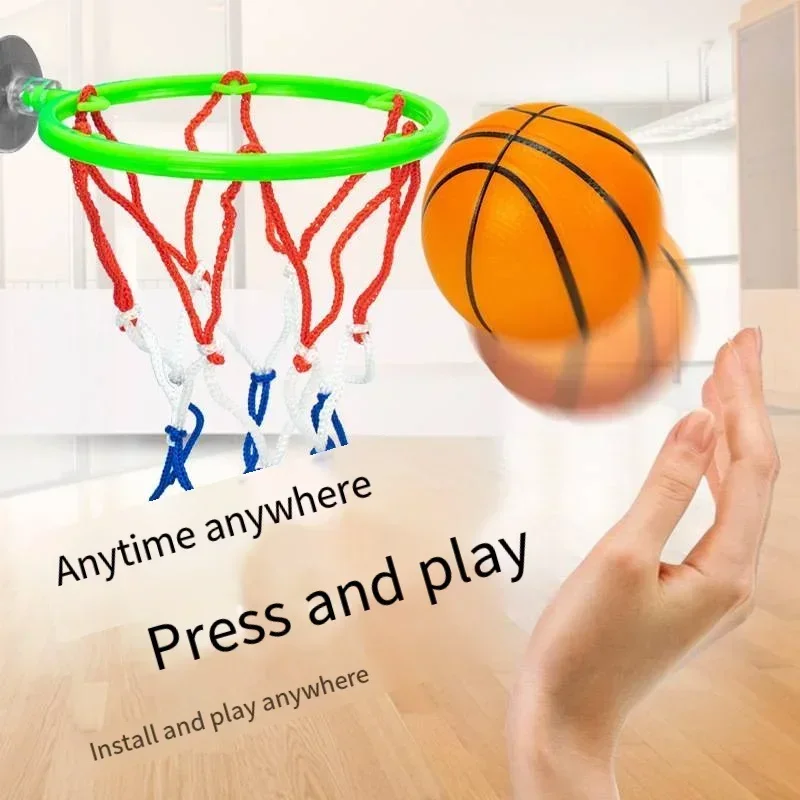 1pcs Mini Basketball Frame Toys Portable Basketball Hoop with 1 Ball  Kids Bathroom Fun Toys Desktop Practice Silent Basketball