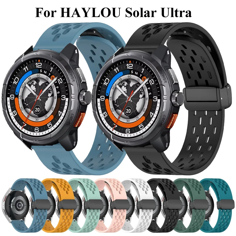 22 مللي متر شريط سيليكون مغناطيسي لساعة HAYLOU الشمسية الترا الذكية حزام رياضي لسوار HAYLOU Solar 5 RS5 S8 RT3/GST GST Lite