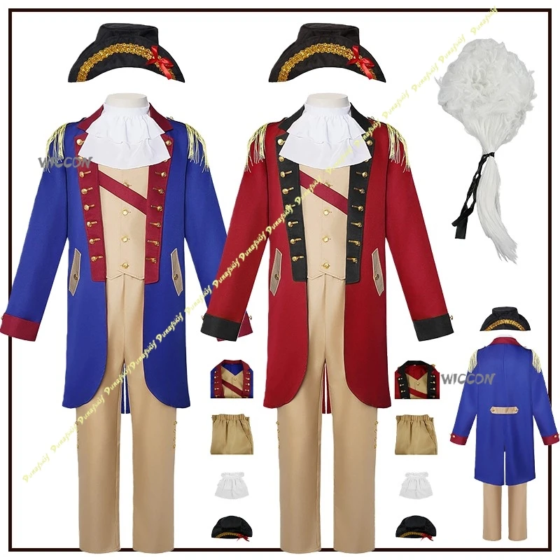 

Cosplay Costume Halloween George Washington President Male Anime-style Clothing Stage Performance Outfit Wig Suit Red Blue Party