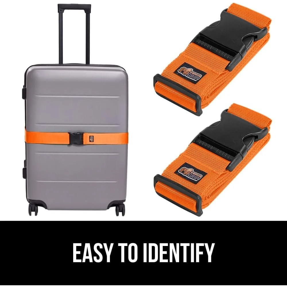 Heavy Duty 4 Pack Adjustable Luggage Straps for Suitcases, Travel Belt Connector Holds Bags Together, Orange view 4