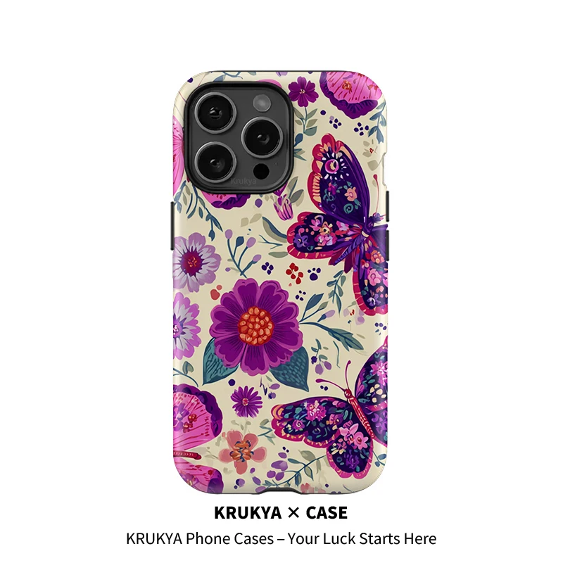 Krukya جراب هاتف آيفون XR XS ماكس SE 2020 17 12 16 برو ماكس 13 14 11 15 17 الهواء للصدمات لينة بولي TPU فراشة زهرة غطاء