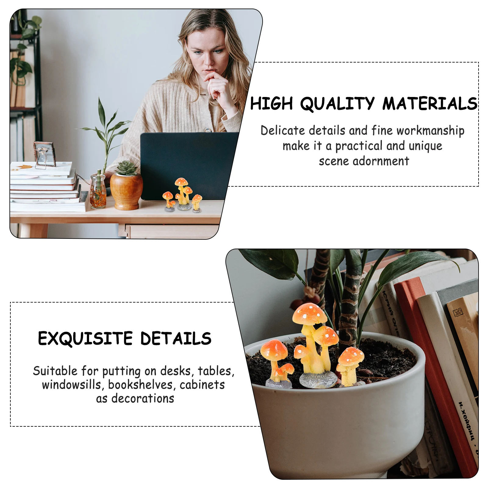 

3Pcs Simulation Mushroom Resin Craft Mini Landscape Decoration Creative Bonsai Table Decor Resin Mushroom Potted Moss Decor