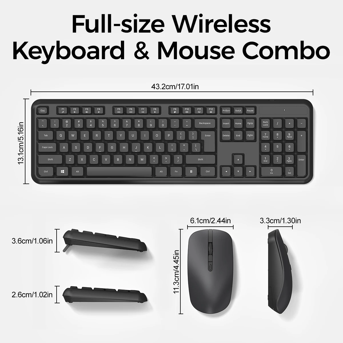 2.4G Wireless Keyboard Mouse Set 104 Keys Silent Keyboard 800-1600DPI Optical Mouse Ergonomic Office Computer for PC Laptop view 6