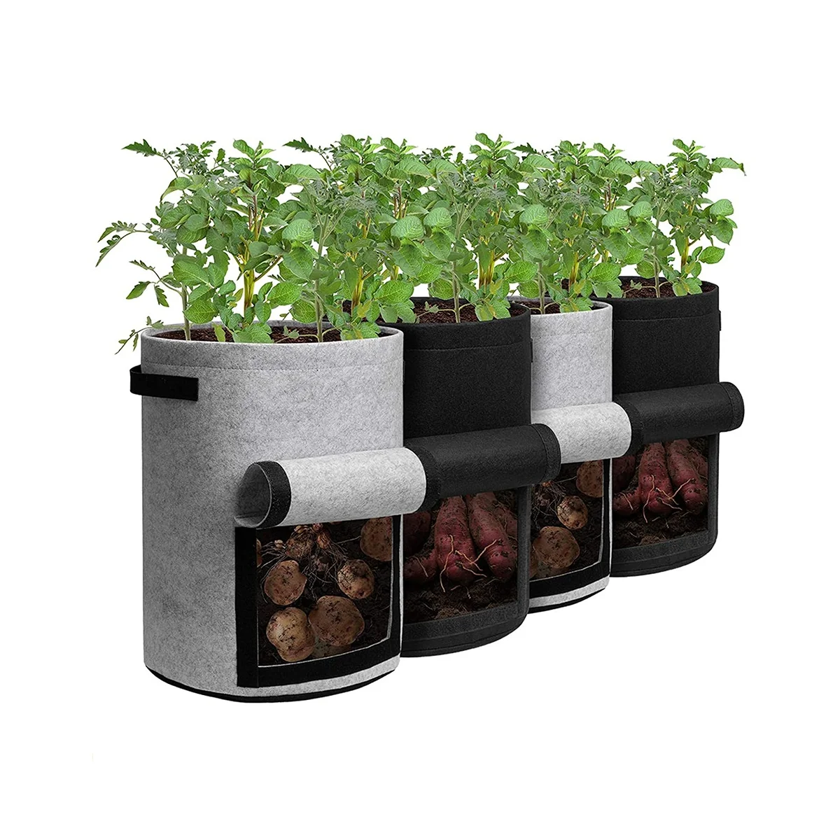 

Potato Planting Bag with Lid 10 Gallons 4-Piece Flowerpot with Handle and Harvest Window, Suitable for Potatoes