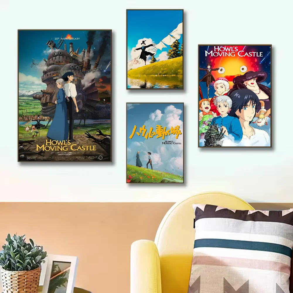 Howl Moving Castle Canvas Poster HD art sticky wall waterproof home living room bedroom bar aesthetic decoration