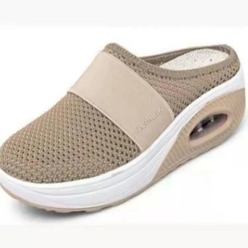 Women Walking Shoes Air Cushion Slip-On Orthopedic Diabetic Ladies Platform Mules Mesh Lightweight Slipper Wedge Female Sneaker