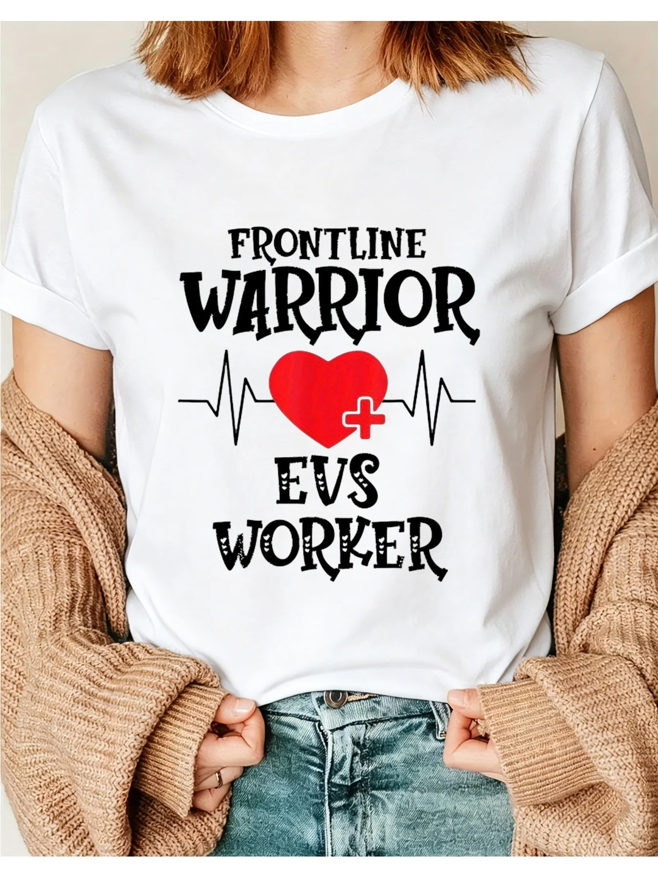 Frontline Warrior Evs Worker T-Shirt G-Style Industrial Clothing Casual Work Shirt Classic Fit Geometric Print Durable Construction Breathable Material Evs Basic T-Shirt Professional Workwear Round Neck Short Sleeve Top Suitable for All Seasons Casual Versatile