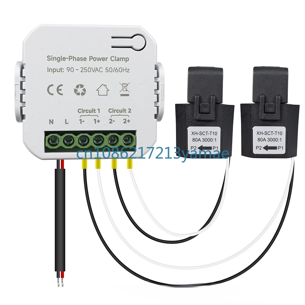 Smart Life WiFi Energy Meter 80A with 2 Current Transformer Pliers, Power Monitor Power Statistics