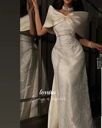 Lorrtta Flower Decoration Party Dress Evening Grace White Wedding Dresses for Parties Ball Gowns Robe Customized فساتين سهرة