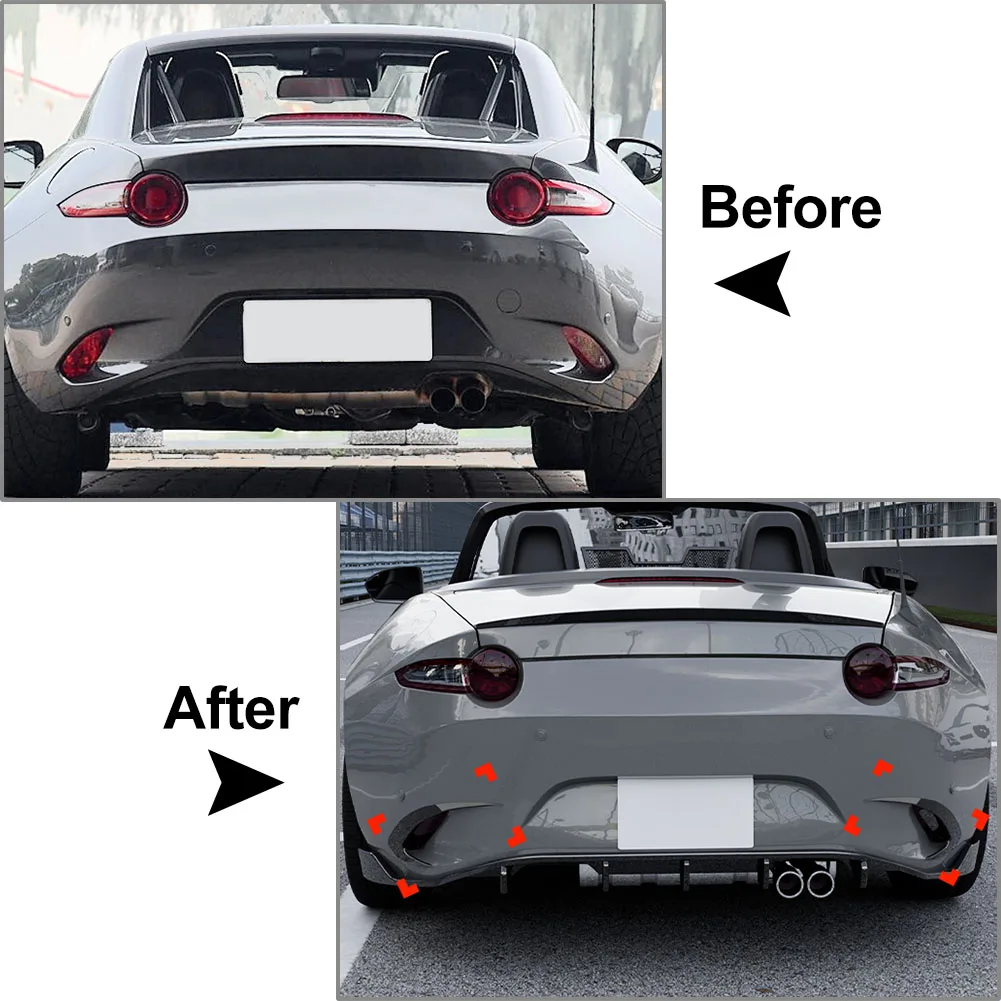 ABS Plastic Carbon Pattern Cover For Mazda MX-5 ND Miata 2016-2025 2Pcs Car Rear Bumper Side Air Vent Trim Lip Splitter