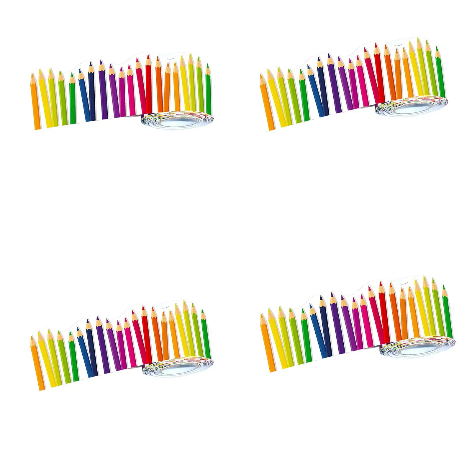 Pencil Pattern Sticker DIY Decoration Colorful Pencil Decals Wear Resistant Bulletin Board Borders Multiuse for School Window
