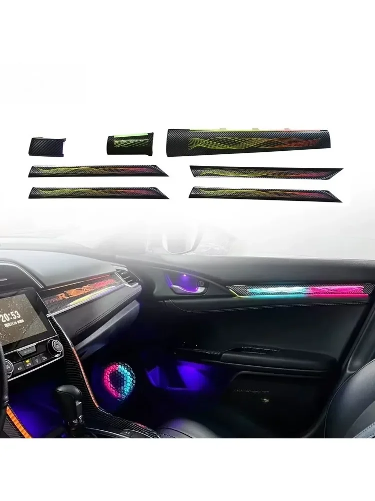 Glefon Car Interior Ambient Light Kit for Honda Civic 2016-2021 64 Colors App Control 12V 3-5W Plug And Play Atmosphere Lamp