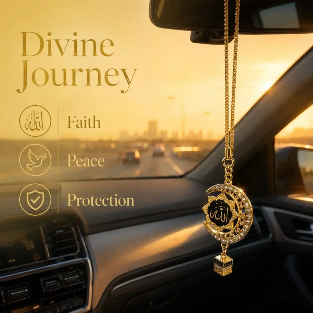 Fashion Islamic Car Hanging Ornament Exquisite High-end Vehicle Interior Set with Diamonds Elegant Accessory