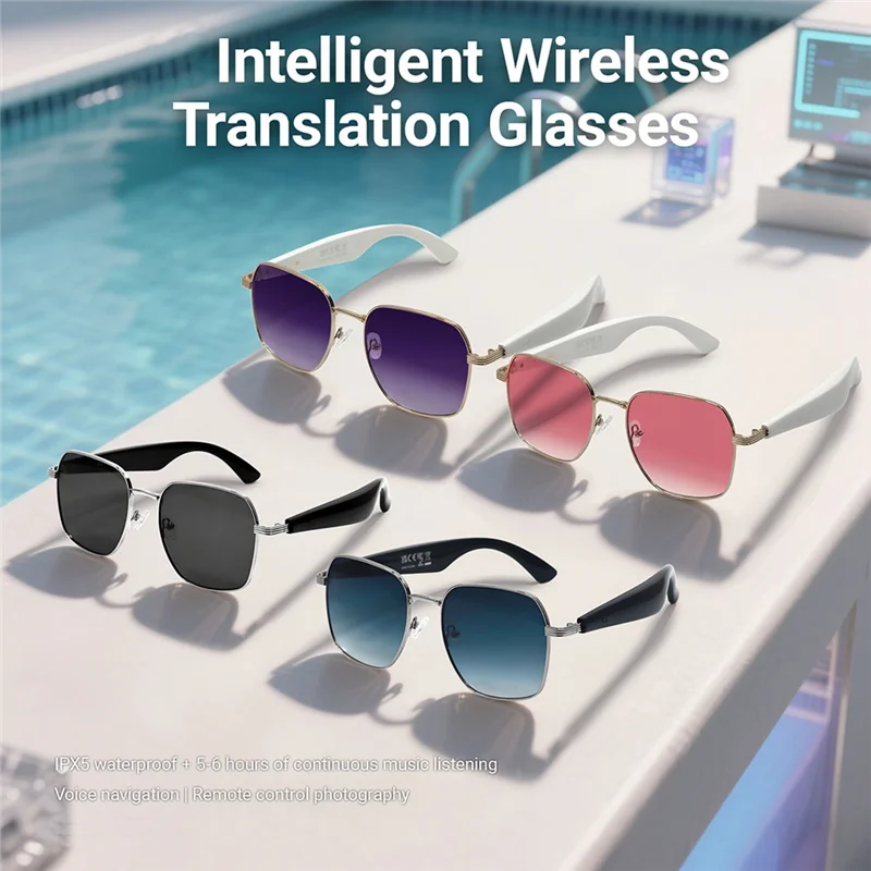 

A61P Smart Sunglasses Glasses Music Glasses Outdoor Sports Waterproof Anti-UV Bluetooth Call AI Glasses For Men Women