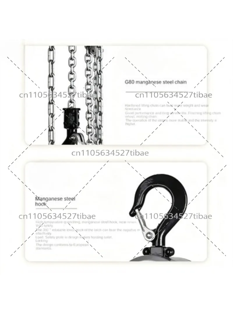 Mini Hand Chain Hoist 0.25/0.5 Ton Capacity 3 Meter Lift Portable Manual Lever Block for Lifting Hook Mount