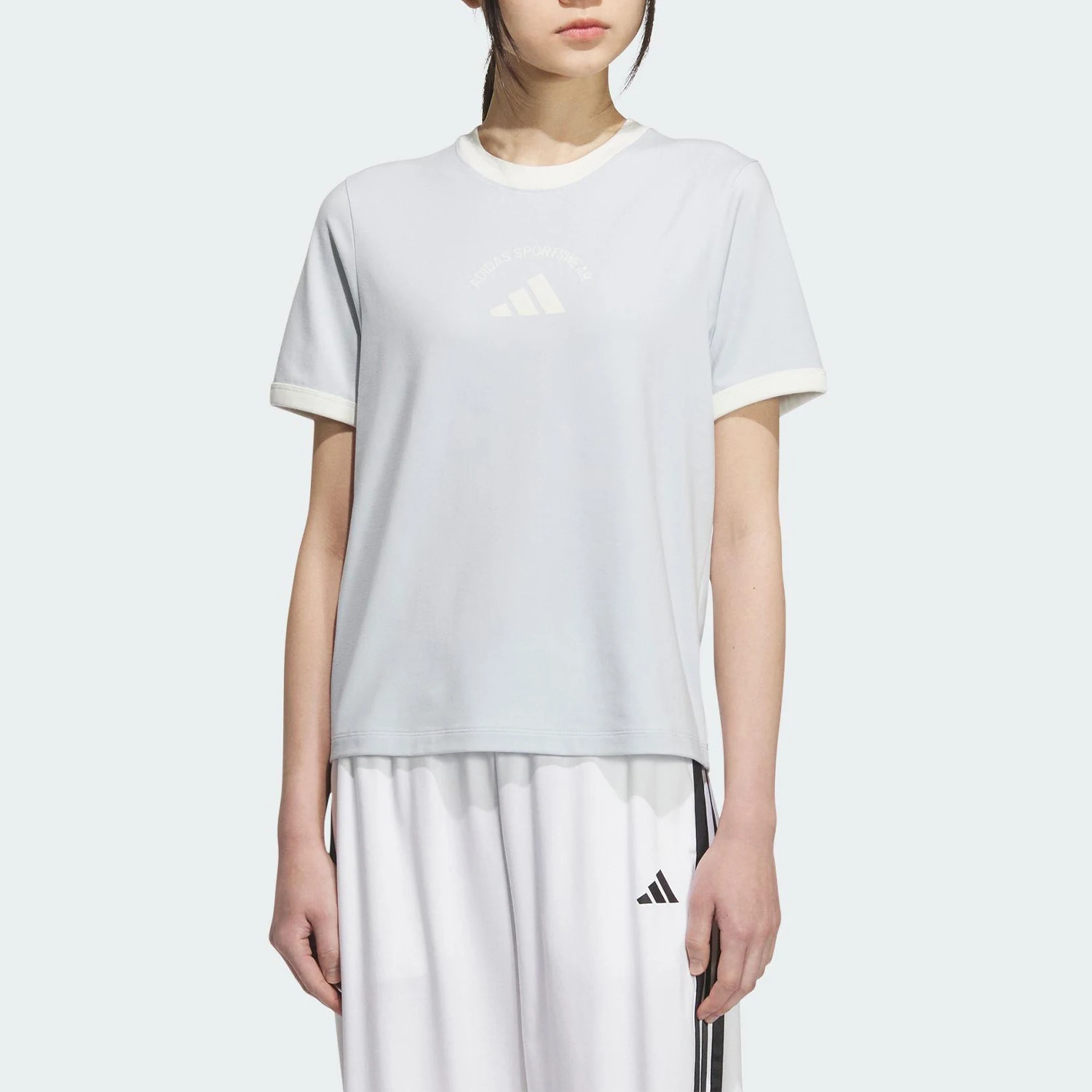 

Adidas genuine 2025 Summer Women's Knitted Round Neck Breathable Short-Sleeve KC0060