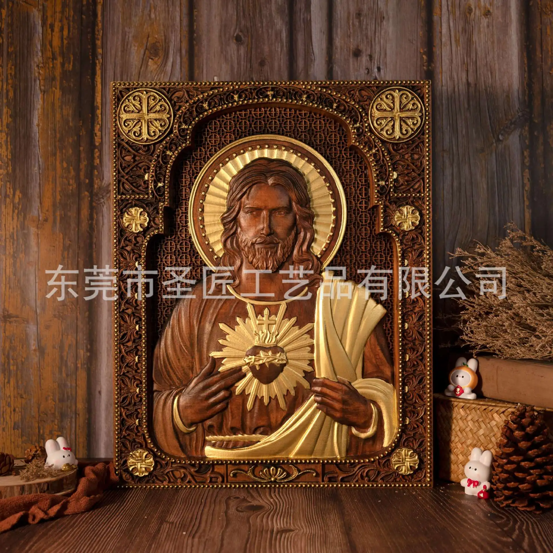 

Sacred Heart of Jesus Catholic Jesus Statue, Religious Wooden Plaque, Wall Hanging, Church Room, Home and Decoration, Christmas